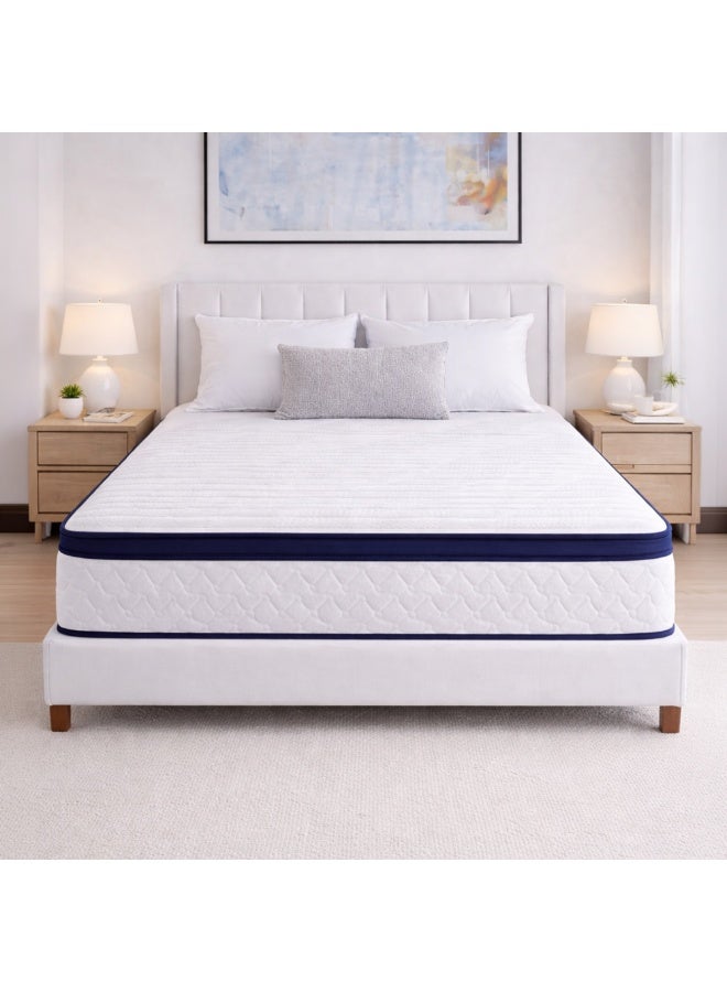 Rexal Home Delux 30 cm Pillow Top Bonnell Spring Mattress – Firm Ortho Medical Support, Motion Isolation, Spine Balance & Pressure Relief, King Size 190 × 180 cm